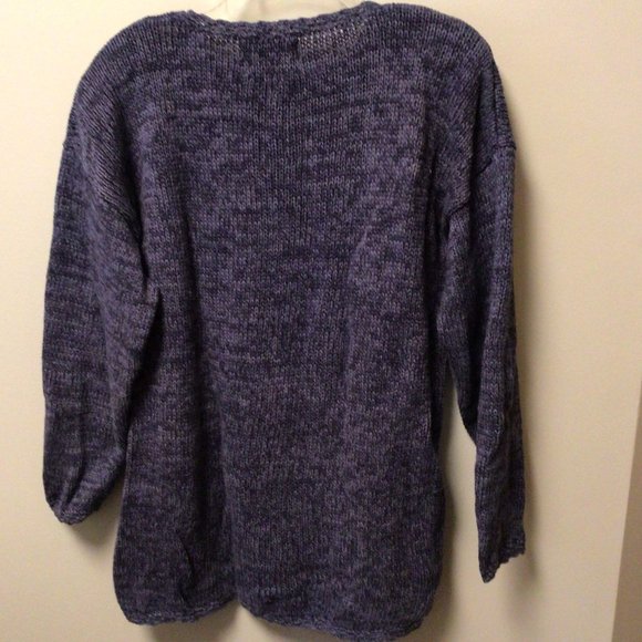 Tiara International - Vintage Long Blue with Autumn Design Pullover Sweater - Picture 5 of 7